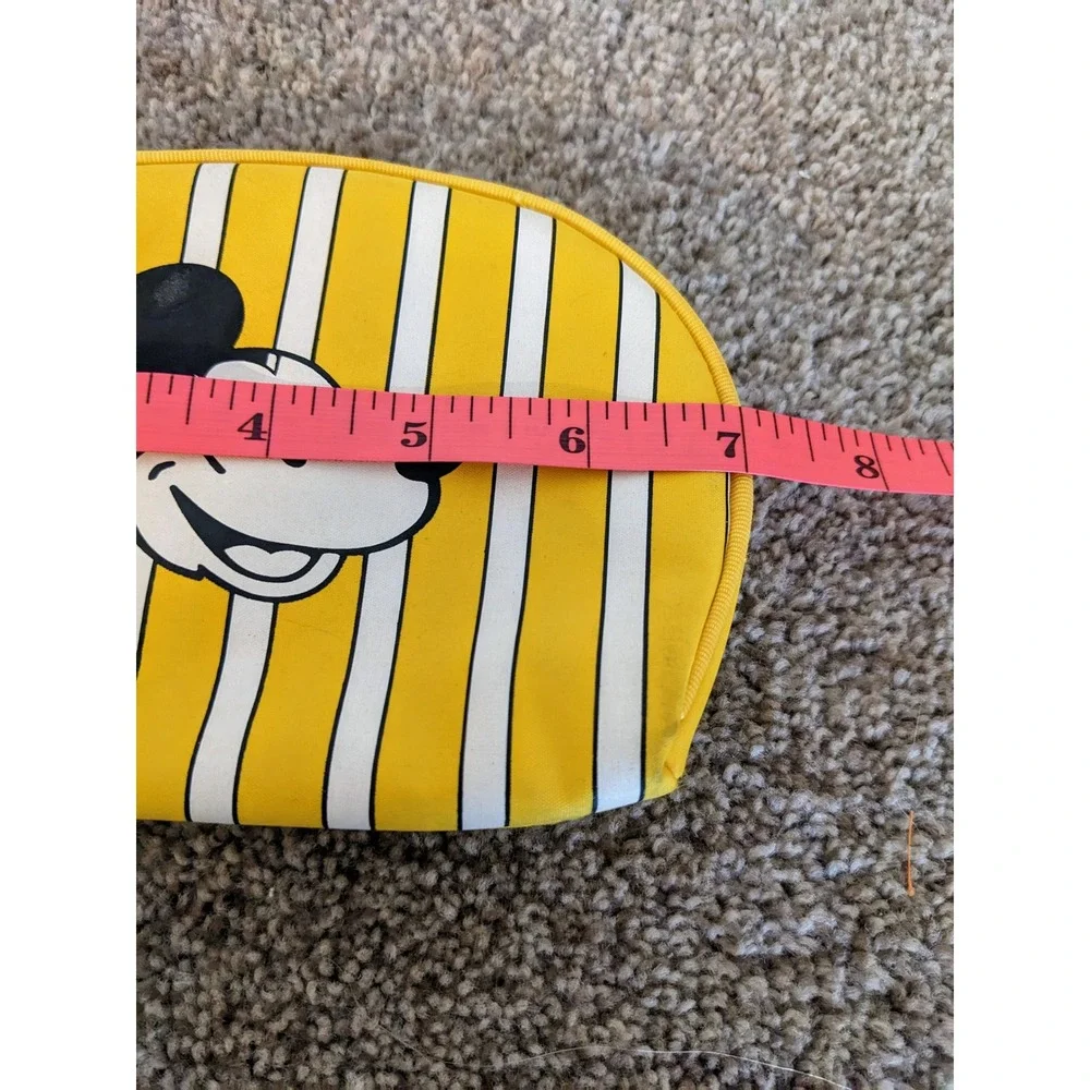 Mickey Mouse Cosmetic Bag‎ Yellow Striped Travel Makeup Pouch Small Vintage